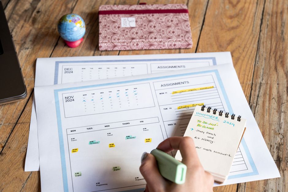 calendar study planner desk organized