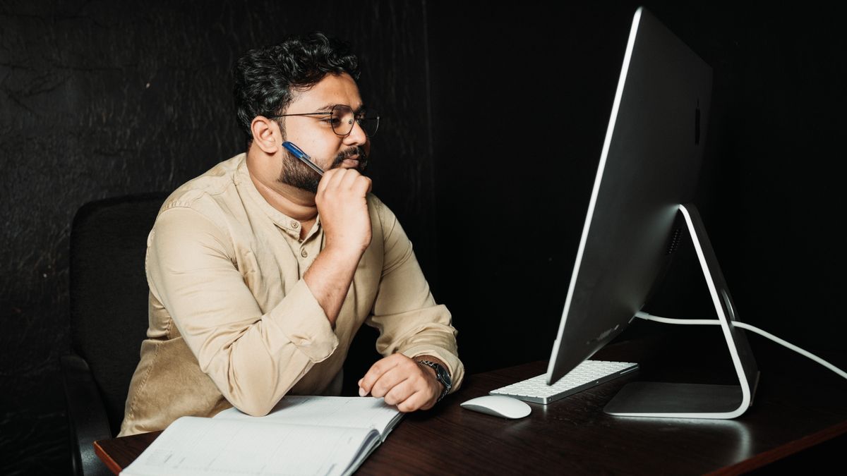 office worker studying at desk