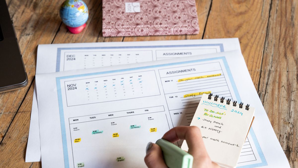 study planner calendar desk