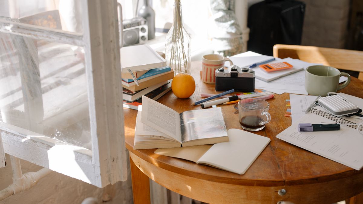 aromatherapy textbook, workbook on desk
