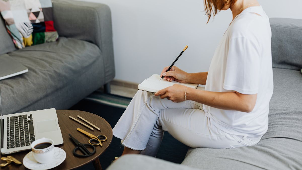 woman working laptop notebook planning home