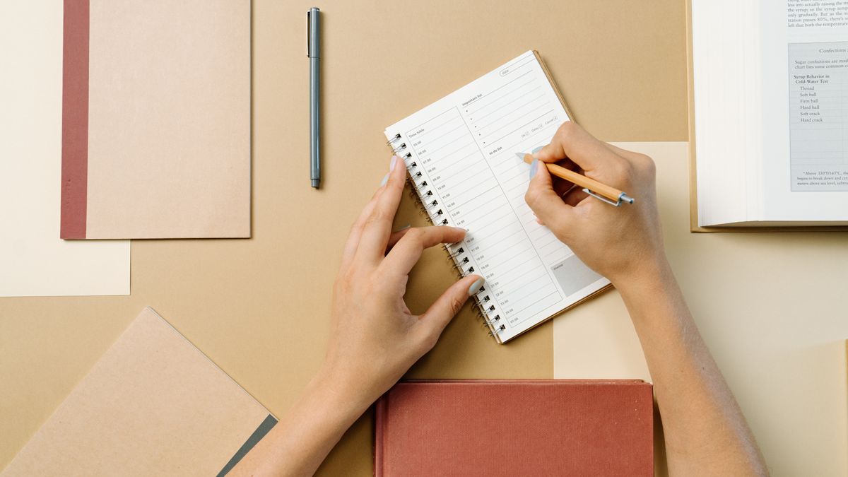 study planner notebook desk