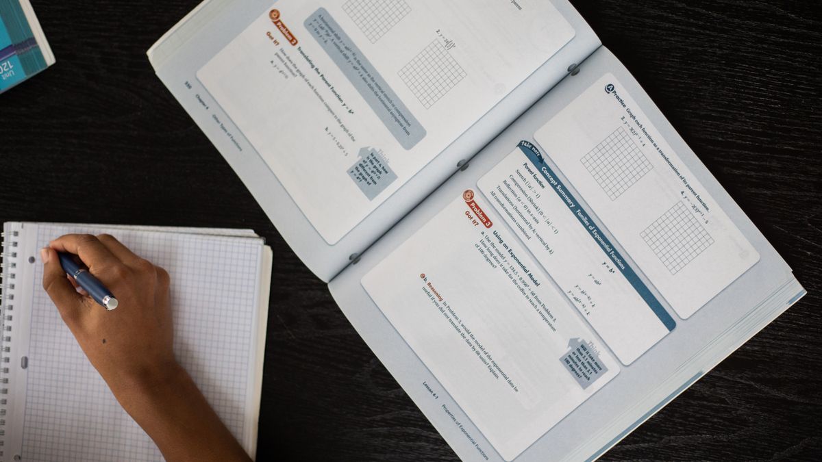 textbook workbook desk study materials