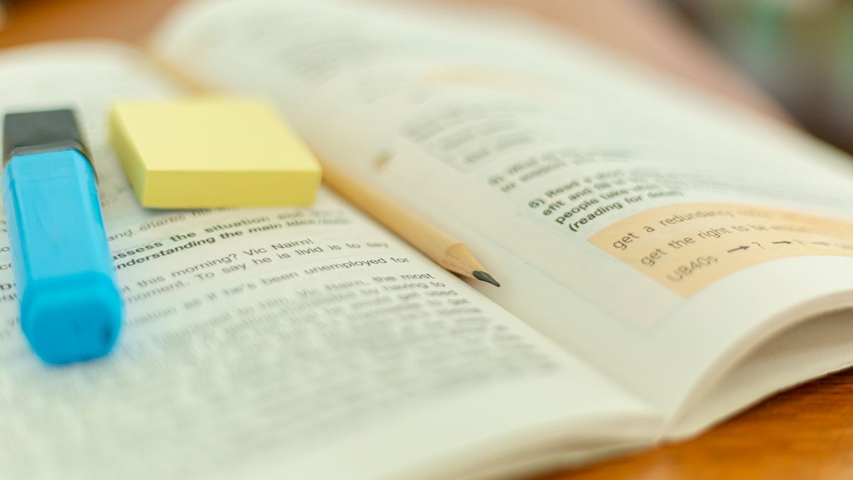 highlighted law textbook, notes