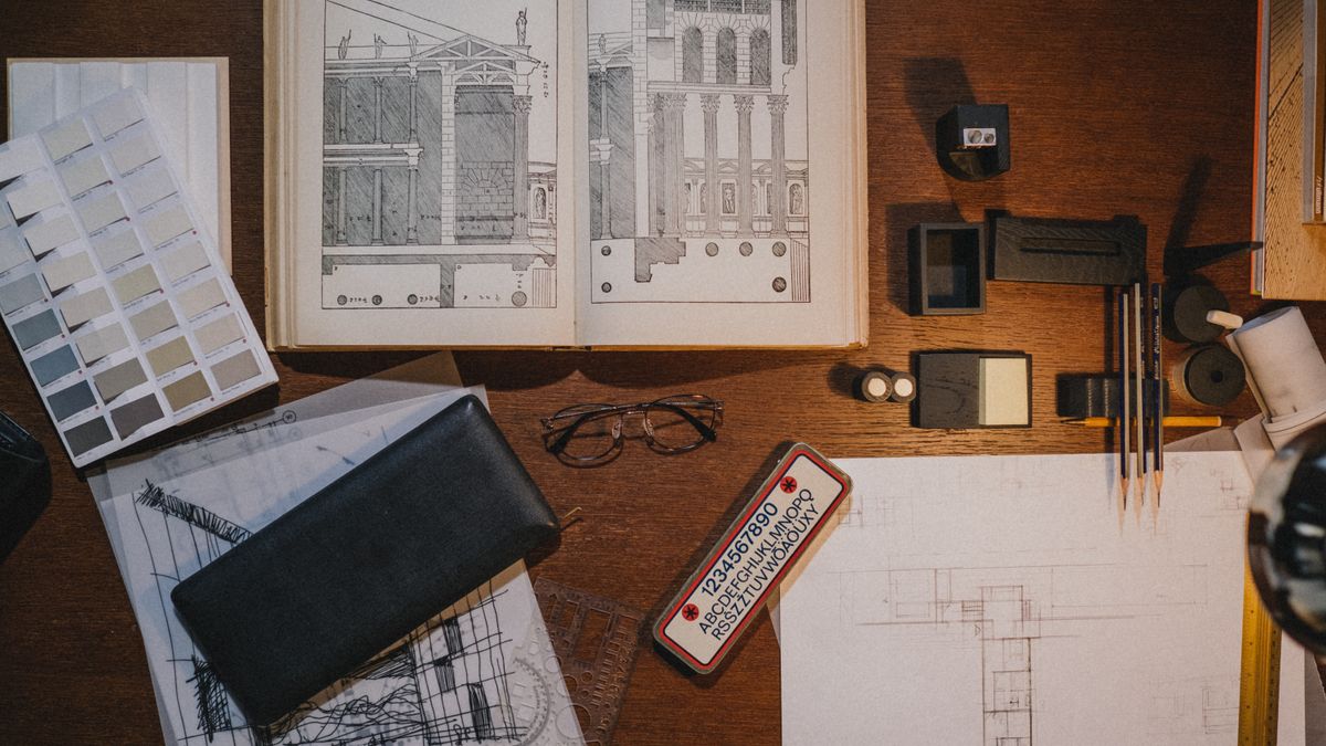 architecture blueprint desk workspace