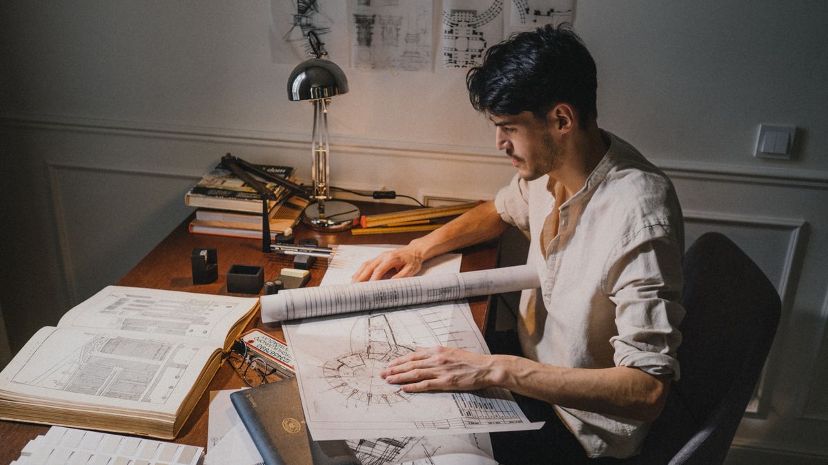 architect blueprint desk