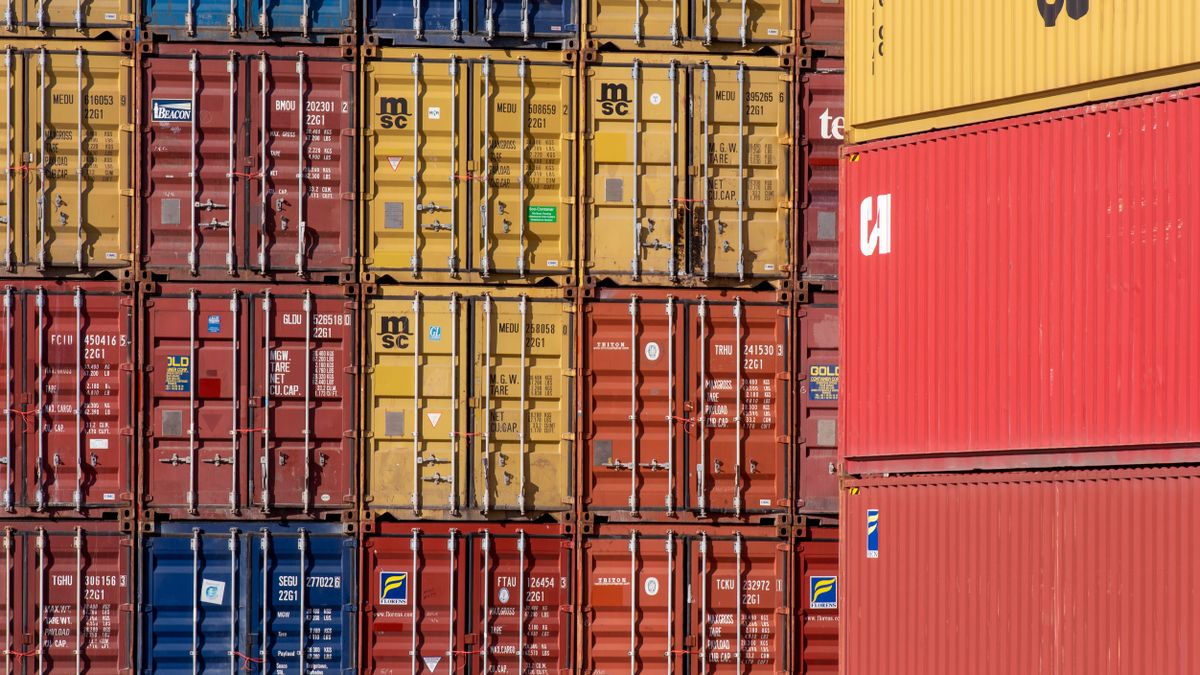 cargo containers at port terminal