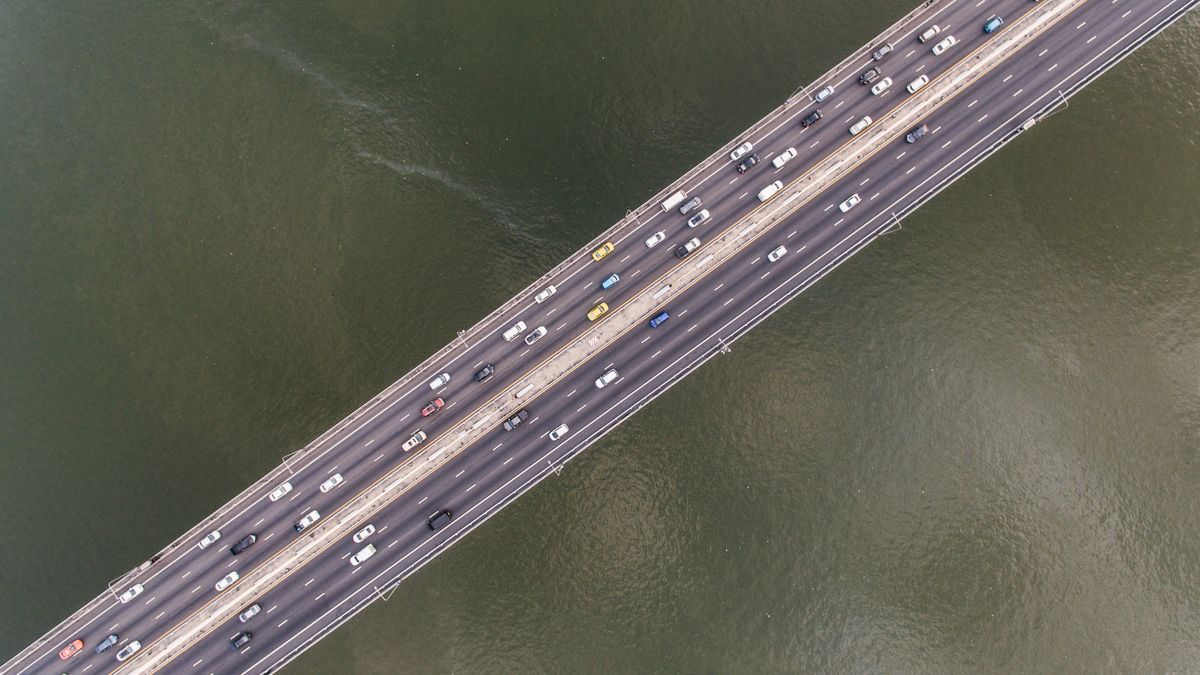drone inspecting bridge infrastructure