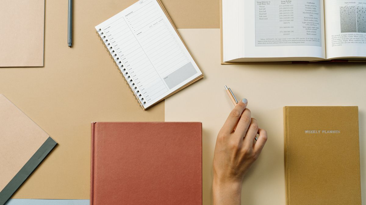 study planner notebook on desk