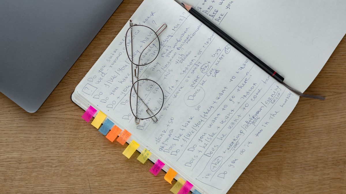 notebook with handwritten study notes